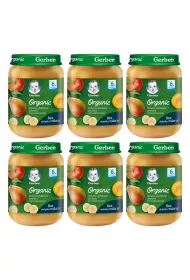 Gerber Organic Deserek banany z jabkiem gruszk i brzoskwiniami dla niemowlt po 6 miesicu Zgrzewka 6 x 190 g Bio