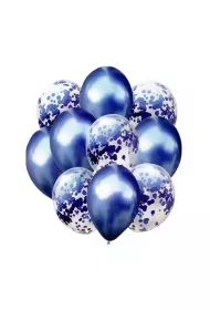 GoParty Balony granatowy metalik i konfetti 10 szt.