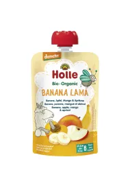 Holle Mus Bananowa lama (Banan - jab�ko - mango - morela) bezglutenowa od 6 miesi�ca Demeter 100 g Bio