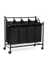 Songmics Kosz do segregacji prania mobilny czarny 4 x 35 l