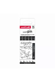 Uni Mitsubishi Pencil Cienkopis kre�larski PIN 200 Calligraphy r�ne ko�c�wki czarny 5 szt.