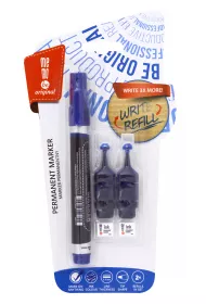 MemoBe Marker permanentny + 2 ampu�ki z zapasowym tuszem niebieski
