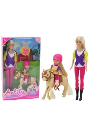 Lalka Anlily z dzieckiem i kucykiem LeanToys