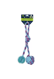 Zabawka dla psa Szarpak 34 cm z pi�k� 2 stronny niebieski TRIK&ROLL 560703