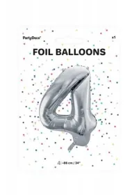 PartyDeco Balon foliowy 4 srebrny 86 cm