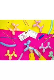 PartyDeco Balony modeliny pastelowe pompka mix 130 cm