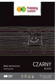 Blok techniczny A3 Happy Color 170g czarny 10 szt.