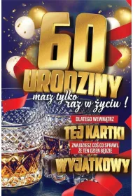 Yeku Karnet 60 Urodziny m�skie z naklejk� na butelk� JCX073