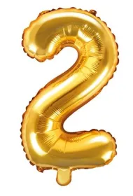 PartyDeco Balon foliowy Cyfra "2", 35cm, z�oty