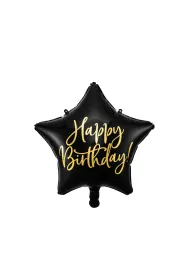 PartyDeco Balon foliowy Happy Birthday czarny 40cm