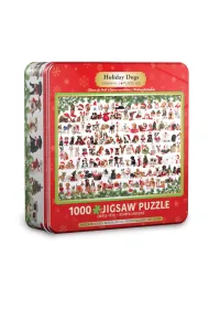 Puzzle 1000 el. Holiday Dogs - Tin metal box Eurographics