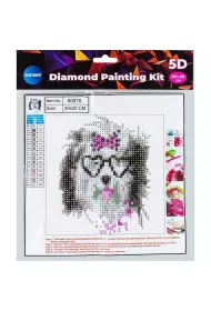 Centrum Diamentowa mozaika 5D - Dog in glasses 20x20cm