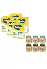 Bebiko 2 Mleko nastpne dla niemowlt powyej 6. miesica ycia + BoboVita Banan po 4. miesicu Zestaw 5 x 600 g + 6 x 125 g