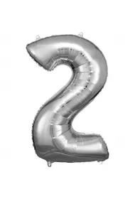 Amscan Balon foliowy cyfra 2 srebrna 57x86cm