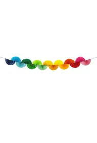 PartyDeco Girlanda papierowa - T�czowe Wachlarze 2,5m