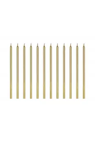 PartyDeco �wieczki urodzinowe g�adkie z�ote 14cm