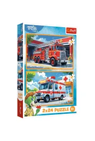 Puzzle 2x24 el. W�z stra�acki i karetka Trefl