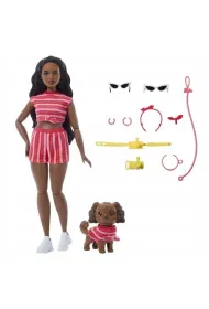 Barbie Jednakowa stylizacja Lalka i piesek - Paski Mattel