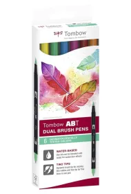 Tombow Flamastry Brush pen dwustronne 6 kolor�w