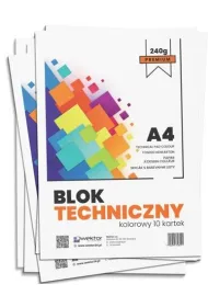 Blok techniczny A4 kolor Wektor PREMIUM 10kartek 240 g 10szt