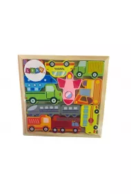 Drewniane puzzle rodki transportu do dopasowania Leantoys