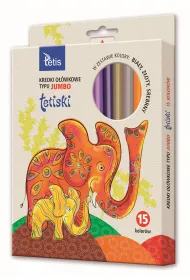 Tetis Kredki o��wkowe Jumbo 15 kolor�w