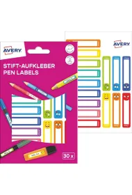 Avery Zweckform Naklejki na przybory do pisania; 50 x 10 mm , 30 naklejek.; kolorowe bu�ki, AVERY, RESMI30S