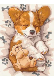Ideyka Malowanie po numerach - �pi�cy corgi 30x40cm
