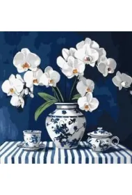 Ideyka Malowanie po numerach - Orchidea w porcelanie 40x40cm