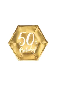 PartyDeco Talerzyki 50th Birthday 20 cm 6 szt.