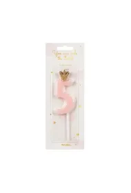 PartyDeco �wieczka urodzinowa 5 jasny r�owy 9.5cm