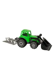 Traktor z adowaczem i pugiem 52cm zielony Plasto