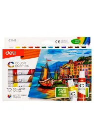 Deli Farby gwaszowe 12 kolor�w tuba 12ml