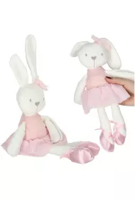 Maskotka pluszowa pluszak przytulanka krlik zajczek w rowej sukience 42cm