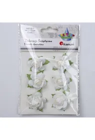 Titanum Papierowe r�e na druciku 40mm bia�e 6 szt.