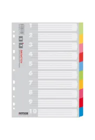 Przek�adki A4 Office Products karton 223x297mm 10 kart mix kolor�w