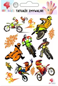 Tatuae zmywalne dla dzieci Motory i motocyklici All4Kids