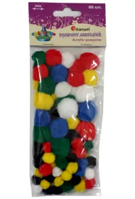 Titanum Pompony akrylowe mix rozmiar�w i kolor�w 68 szt.