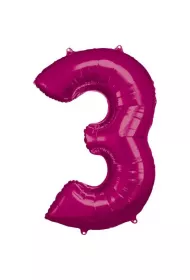 Amscan Balon foliowy cyfra 3 r�owa 58x86cm