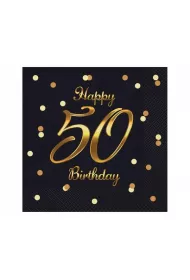 Godan Serwetki B&C Happy 50 Birthday czarne 20 szt.