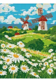 Ideyka Diamentowa mozaika bez ramy - Pole stokrotek 30x40cm