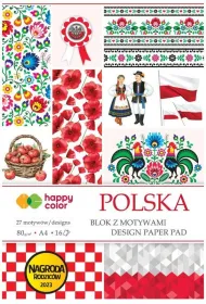 Blok z motywami POLSKA, 80g/m2, A4, 16 ark., 27 motyw�w, Happy Color
