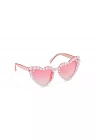 PartyDeco Okulary serduszka z per�ami r�owy