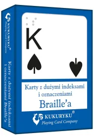 Karty do gry niebieskie z du�ymi indeksami i znakami Braile'a Kukuryku