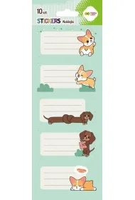 Naklejki na zeszyty Corgi Team 86x255 HAPPY COLOR 2 x 5 szt. 10 szt.