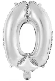 Amscan Balon foliowy mini cyfra 0 srebrna 30,5x40cm