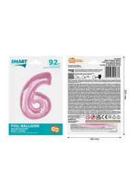 Godan Balon foliowy cyfra 6 jasnor�owa Smart 92cm