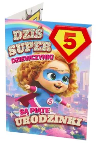 Yeku Karnet Urodziny 5 dziewczynka - Superbohaterka