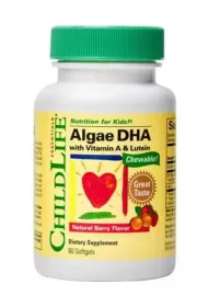 ChildLife Algae DHA with Vitamin A & Lutein - DHA z alg + Witamina A + Luteina dla dzieci Suplement diety 60 kaps.