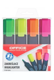 Office Products Komplet zakre�laczy fluorescencyjnych 4 kolory